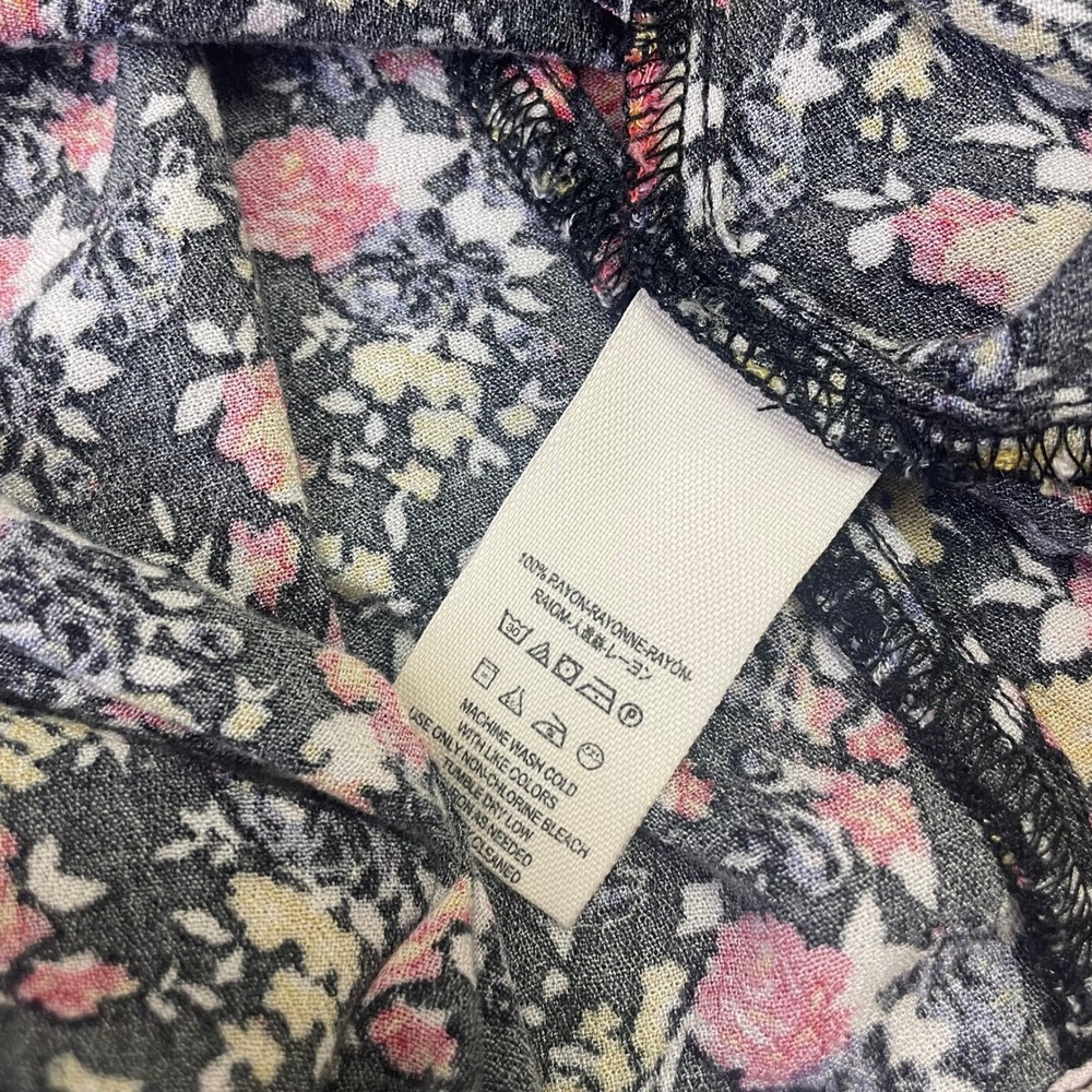 Free People Floral Paisley Mixed Print Tunic Top Black Yellow Red Small Boho - Picture 10 of 13